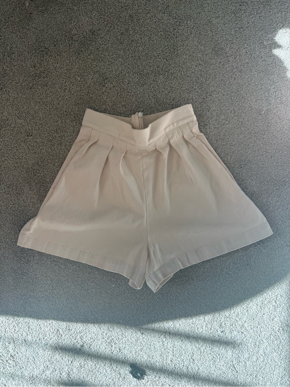 Corey Lynn Calter Cream High-Waist Pleated Shorts